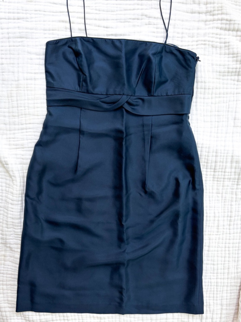 Ann Taylor Silk Dress Size 10 Navy Spaghetti Strap Cocktail